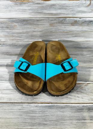 Birkenstock madrid birko-flor turquoise оригинальные шлепанцы3 фото