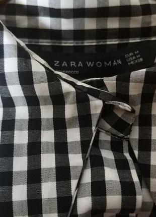 Zara zara women стильная рубашка рубашка клетка накладной карман оверсайз бренд zara, р.м.5 фото