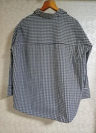 Zara zara women стильна сорочка рубашка клітинка накладний карман оверсайз бренд zara, р.м.2 фото