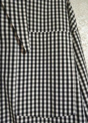 Zara zara women стильная рубашка рубашка клетка накладной карман оверсайз бренд zara, р.м.4 фото