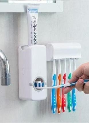 🆕 диспенсер для зубної пасти "toothpaste dispenser" з автоматичним механізмом та тримачем для зубних щіток "toothbrush holder".😍