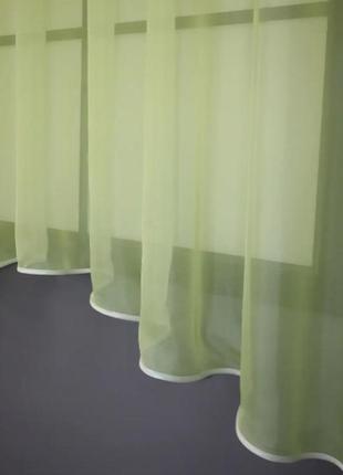 Тюль з аркою на кухню (270х170см). колір блідо-салатовий3 фото
