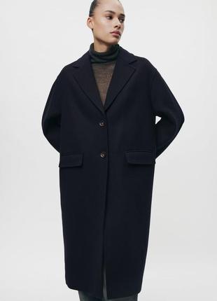 Новое шерстяное пальто zara размер xs - s, m - l ( 51% шерсть ) zw коллекция