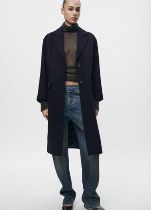 Новое шерстяное пальто zara размер xs - s, m - l ( 51% шерсть ) zw коллекция7 фото