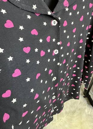 Легка жіноча піжама сорочка та штани бавовна туреччина в серця та зірки5 фото