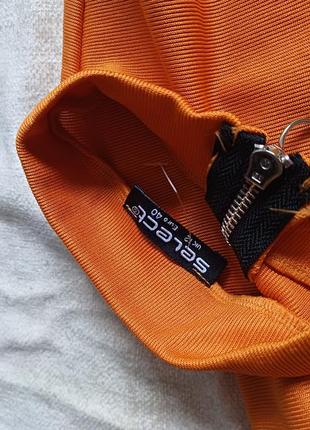 Платье в рубчик гольф с колечком оранжевое яркое мини select 12 l2 фото