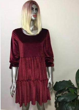 Велюровое платье волан бархат uk16 eur 44 f&f