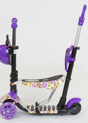Самокат триколісний дитячий із сидінням, кошиком, батьківською ручкою 5в1 97240 best scooter5 фото