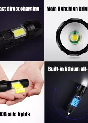 Ліхтарик ударостійкий ручний акумуляторний з zoom 3 режими police bl-511 + зарядка4 фото