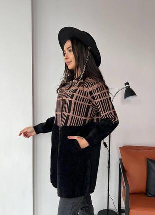 Жіноче тепле пальто з апьпаки чорне, кардиган, кофта з капюшоном альпака m l xl2 фото