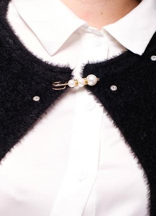Альпака женская теплая нарядная черная накидка, кофта из альпаки, болеро с камушками, m, l, xl3 фото