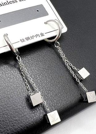 Серьги lv из медицинского золота stainless steel, xuping позолоченные