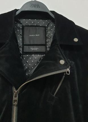 Zara - s-xs - куртка чоловіча велюрова чорна мужская косуха4 фото