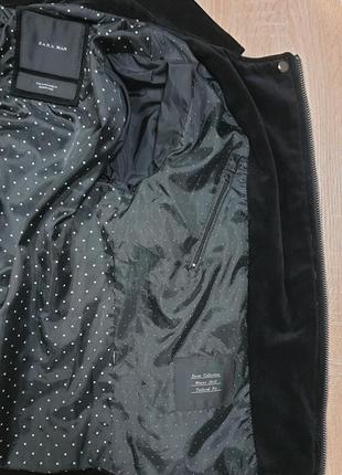 Zara - s-xs - куртка чоловіча велюрова чорна мужская косуха5 фото