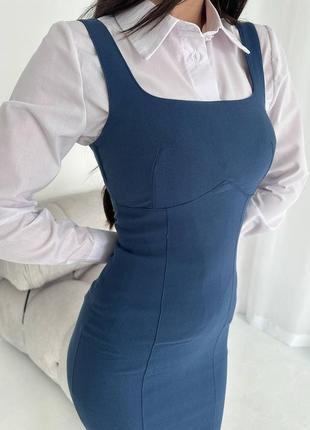 🆕 жіночий костюм сорочка та джинсовий сарафан5 фото