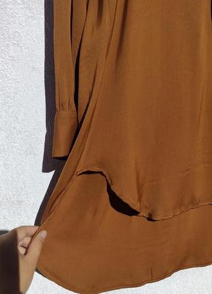 Золотисто коричневая длинная плотная блуза zara шикарного качества5 фото
