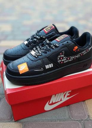 Низкие кроссовки nike air force 1 x off-white low just do it pack / найк аир форс / обувь демисезонная женская на весну, лето, осень черные3 фото