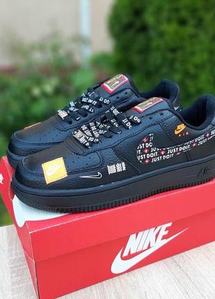 Низкие кроссовки nike air force 1 x off-white low just do it pack / найк аир форс / обувь демисезонная женская на весну, лето, осень черные2 фото