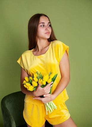 Велюрова піжама футболка і шорти р.s,m,l,xl