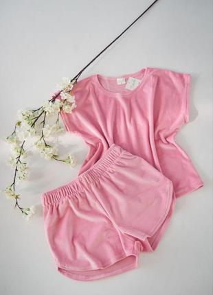 Велюрова піжама футболка і шорти р.s,m,l,xl