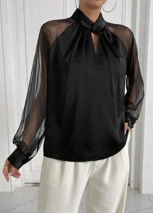 Блуза чорна сітка шовк армані
