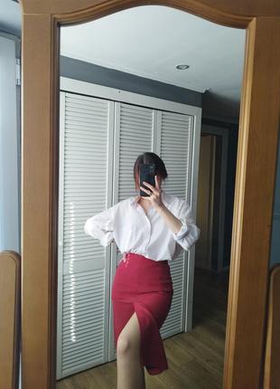 Красная миди юбка xs7 фото