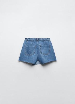 Синяя джинсовая юбка-шорты zara z1975 на запáхе с пуговицами шортики зара скорт2 фото