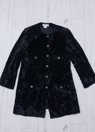 Sonia rykiel vintage velour coat велюрове чорне пальто куртка бархатне р. 42 ориігнал вінтаж