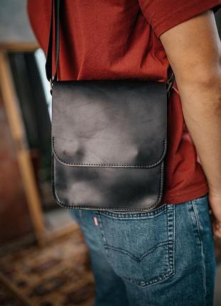 Сумка чоловіча шкіряна майамі чорного та коричневого кольору ( s 416)2 фото