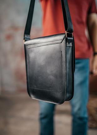 Сумка чоловіча шкіряна майамі чорного та коричневого кольору ( s 416)4 фото