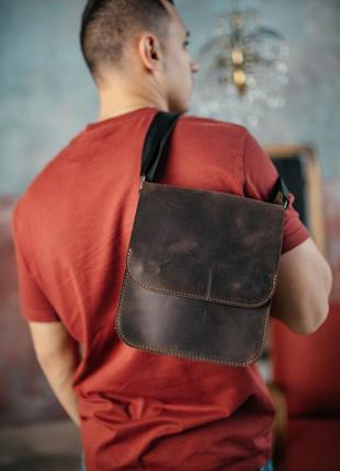 Сумка чоловіча шкіряна майамі чорного та коричневого кольору ( s 416)9 фото