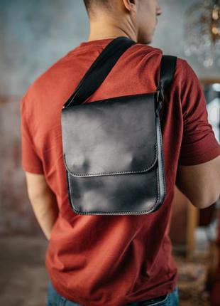 Сумка чоловіча шкіряна майамі чорного та коричневого кольору ( s 416)7 фото