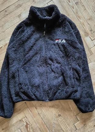 Черная шерпа fila черная флисовая кофта куртка fila