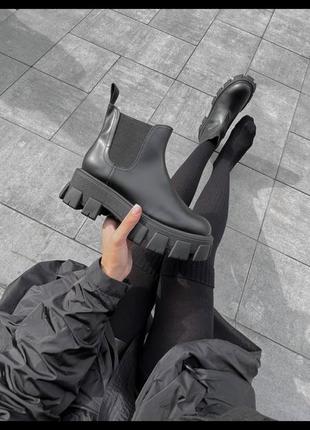 Prada monolith brushed leather chelsea boots premium