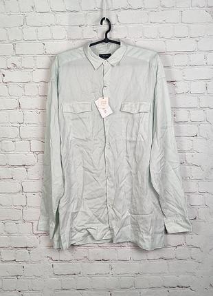 Рубашка сорочка овершот чоловіча м'ятного кольору zara man relaxed fit shirt spain