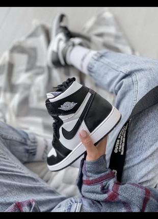 Jordan  1 retro high patent black white4 фото