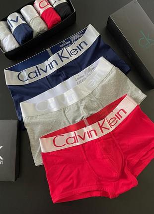 Боксери білизна труси чоловічі ck calvin klein steel, труси чоловічі келвін 3шт в коробці  fellix