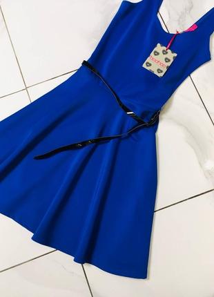 Новое синее платье с поясом boohoo xs3 фото