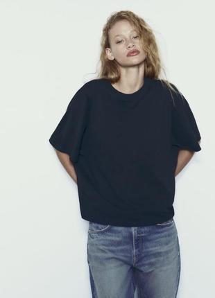 Zara плотная хлопковая футболка кокон