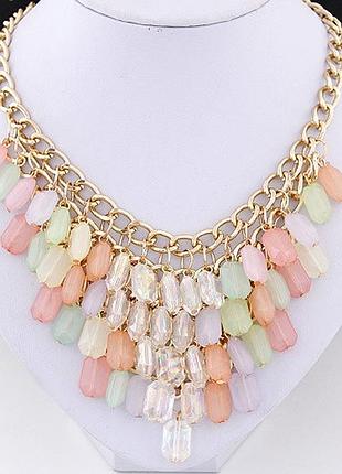 Розкішне кольє в кольорових кристалах на ланцюзі, 5694