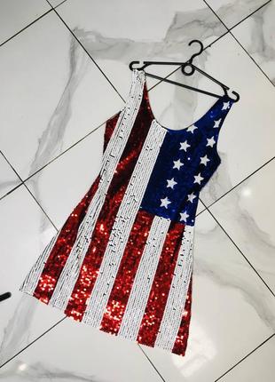 Платье в пайетках флаг америка л
