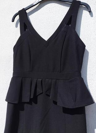 Чёрное платье с баской плотная ткань amisu4 фото