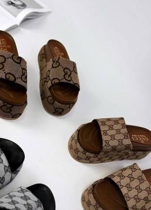 Шльопанці  текстильні gucci2 фото