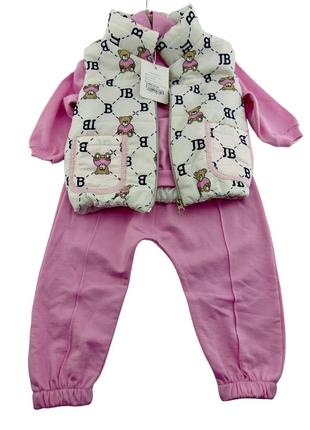 Костюм 9, 12, 18 місяців туреччина костюм для новонародженого набору на дівчинку рожевий (кдн164)1 фото