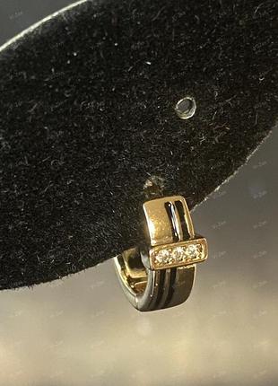 Женские серьги-кольца (конго) xuping с камнями и эмалью позолоченные 18к4 фото