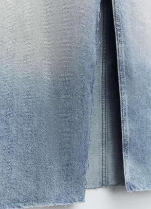 Синяя джинсовая юбка миди zara trf длинная юбка зара 6688/2014 фото