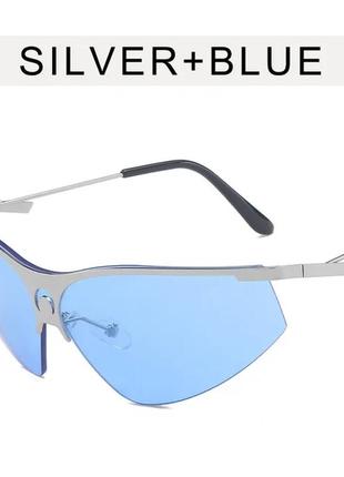 Синие очки цвет синие трендовые женские мужские солнцезащитные стильные  y2k prada versace yvl2 фото