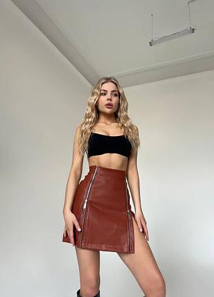 Шкіряна міні спідниця 4