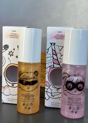 Парфюмерированный спрей для тела с золотыми блестками для девочек zara little girl adventures
