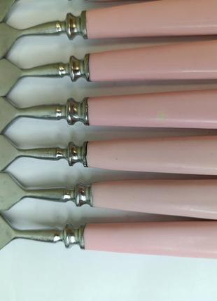 Старые советские рывки вилки с розовыми ручками нержавейка из нержавеющей стали ссср2 фото